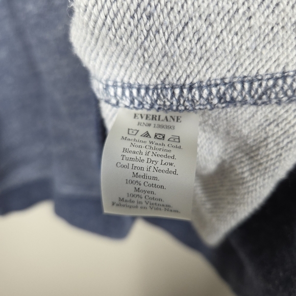 Everlane Short Sleeve Sweatshirt Marled Heather Blue 100% Cotton Minimalist Med - Picture 4 of 7